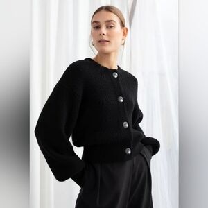& Other Stories High Neck Cardigan Sweater Size XS Black